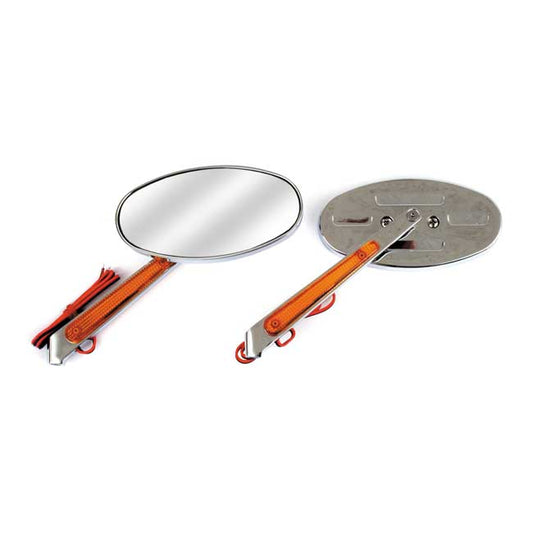 MCS CATEYE MIRRORS SET, WITH BUILT-IN TURN SIGNALS. CHROME