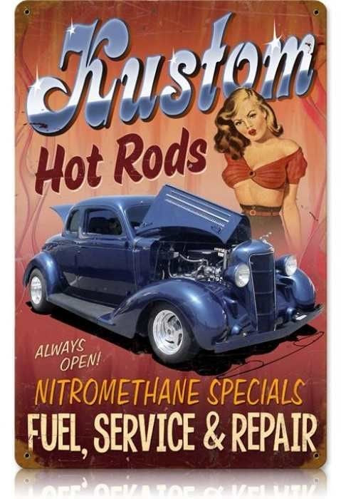 Kustom Hot Rod Metal Sign