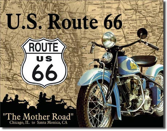 U.S Route 66 Indian Motorcycle Metal Sign