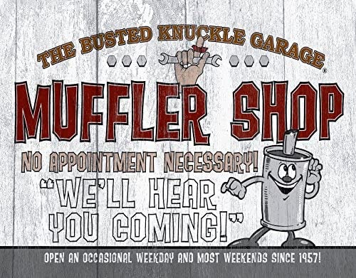 Busted Knuckles Muffler Shop Metal Sign - Relics ‘n’ Rust Lifestyle Shop