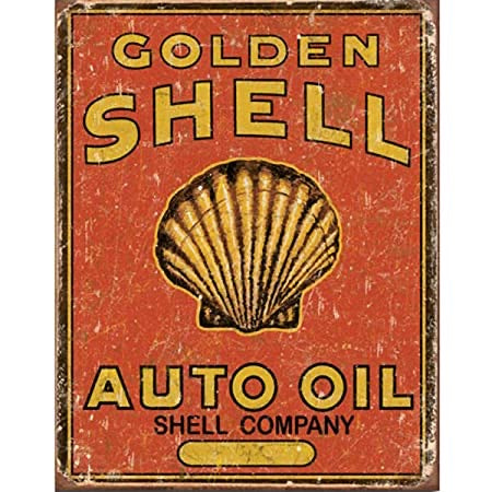 Golden Shell Auto Oil Metal Sign